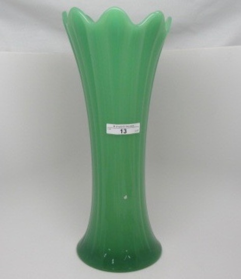 Northwood 12" Jade Thin Rib mid-size vase