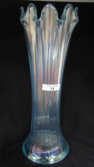 Northwood 13 1/4" ice blue Thin Rib mid-size vase
