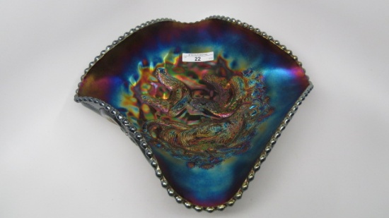 Dugan electric purple Diamond shape Farm Yard bowl.  Wonderful colors throu