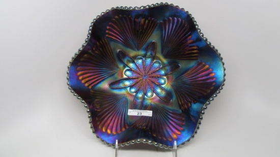 Dugan 10 3/4" electric purple Petal & Fan ruffled bowl.  Absolutely stunni