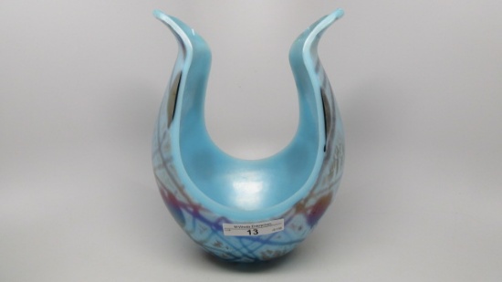 RARE Experimental Barber "horseshoe" cut vase iridized- SUPER!
