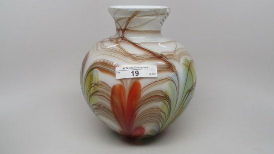 Dave Fetty 7" round pulled feather vase