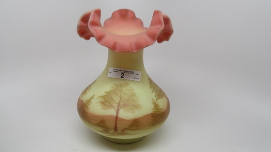 Fenton 6" burmese scenic vase