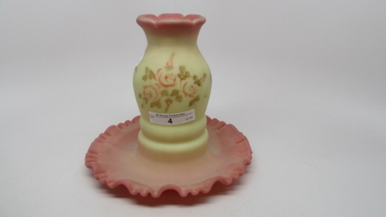 Fenton burmese painted roses fairy light