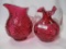 2 Fenton cranberry pitchers 7