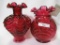 2 Fenton cranberry vases 6-7