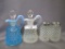 Fenton blue opal hobnail- cruet & fench opal cruet w/ S&P set