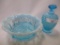 Fenton blue opal hobnail perfume and grape bowl