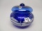 Fenton cobalt winter scene dresser jar