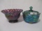 Fenton carnival covered dish and candy dish