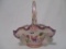 Fenton decorated purple crest basket