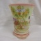 Fenton  burmese decorated flip vase w base