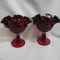 Fenton red hobnail compotes