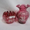 Fenton cranberry Mary Gregory rosebowl and 5