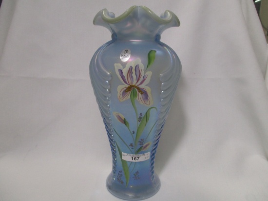 Fenton 11" decorated Feathers vase