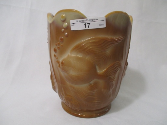 Fenton chocolate Goldfish vase