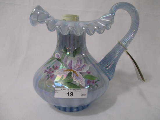 Fenton decorated jug 6" stripe optic