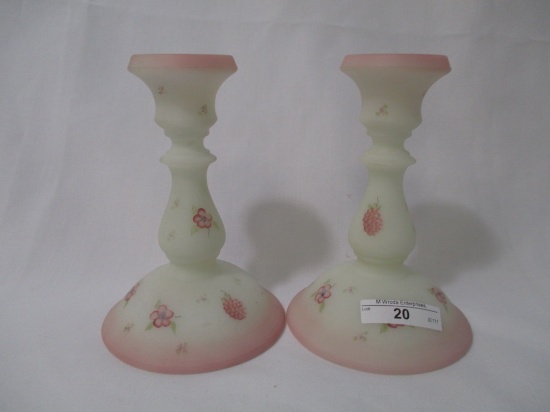 Pr Fenton  decorated berries candlesticks