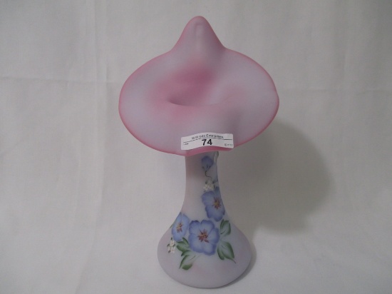 Fenton blue burmese decorated 10" JIP
