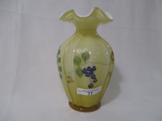 Fenton 6.5" decorated ruffled vase