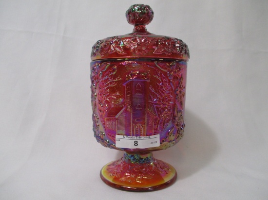 Fenton Carnival-  Church covered jar