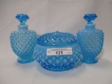 Fenton blue opal hobnail- perfume set