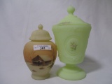 2Fenton  covered candlies/ temple jar as shown