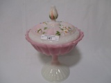 Fenton rosalene decorated covered candy
