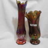 2 Fenton vases, iridized