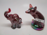 Fenton carnival fox and elephant