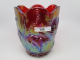 Fenton red Goldfish vase