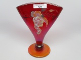 Fenton red stretch decorated 9