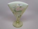Fenton topaz opal decorated fan vase