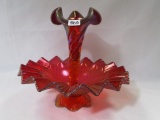 Fenton red stretch single lily epergne