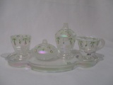 Fenton decorated childs table set in tray