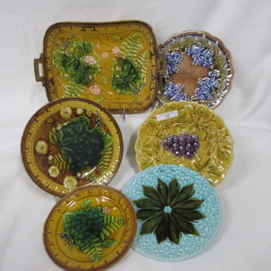 5 Majolica plates as shown