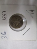 1857 Flying Eagle Penny VG- F