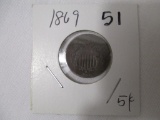 1869 Shield Nickel  VF