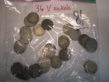 bag 36 V Nickels asstd dates