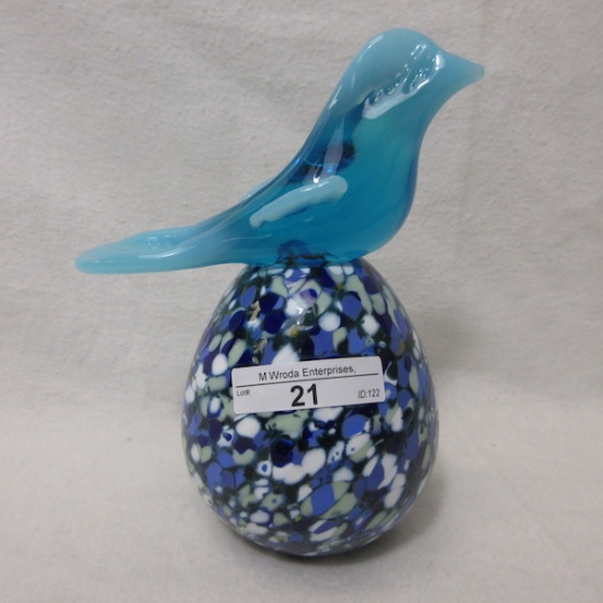 6.5" Blue Confetti Bird on Egg Dave Fetty