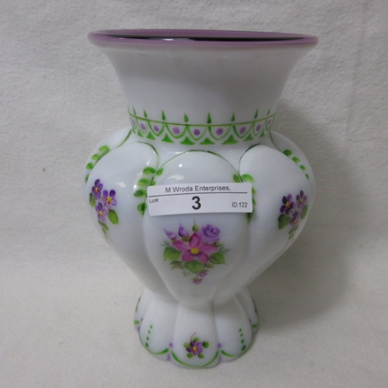 7" Lilac Cased HP Vase OOAK by Martha Reynolds