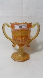 Fenton Mari Orange Tree Loving Cup. Small flake on Handle.