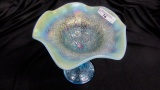 Nwood Heart and Flower powder blue opal compote RARE and very nice