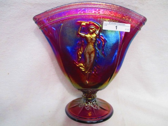 Fenton 7.5" HP Purple Stretch Dancing Ladies Fan Vase