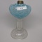#1 stand lamp in Eason pattern with blue opal font and clear stem and base