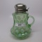 Victorian syrup pitcher 9 panel green opal coin dot