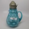 Victorian syrup pitcher blue opal coin dot ringneck