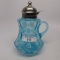 Victorian syrup pitcher 9 panel blue opal Coin Dot
