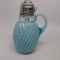 Victorian syrup pitcher Reverse swirl blue opal