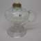 #1 footed finger lamp in Angela pattern with white opal coin spot font and